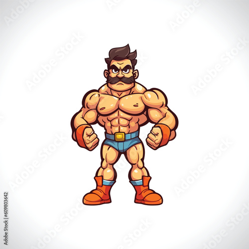 Body Builder Mascot Logo Design Muscular Men Strong Man Mascot Logo 