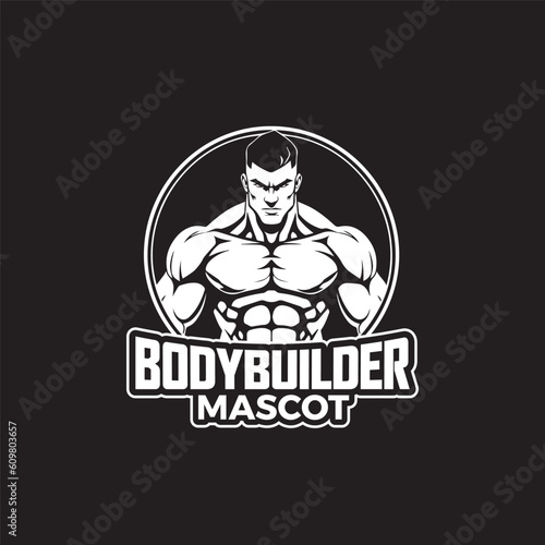 Body Builder Mascot Logo Design Muscular Men Strong Man Mascot Logo 