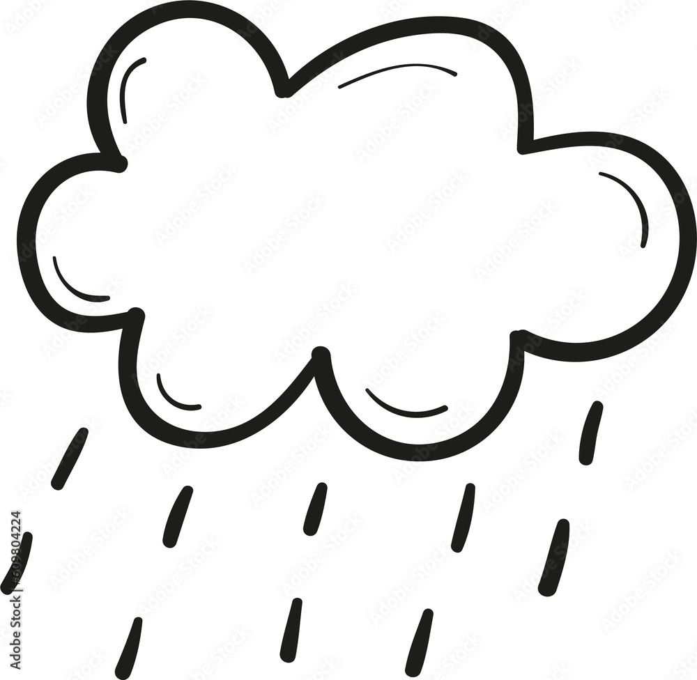 Cloud and rain hand drawn outline style Cloud and rain hand drawn outline style