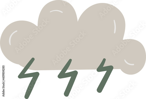 Cloud storm hand drawn flat style