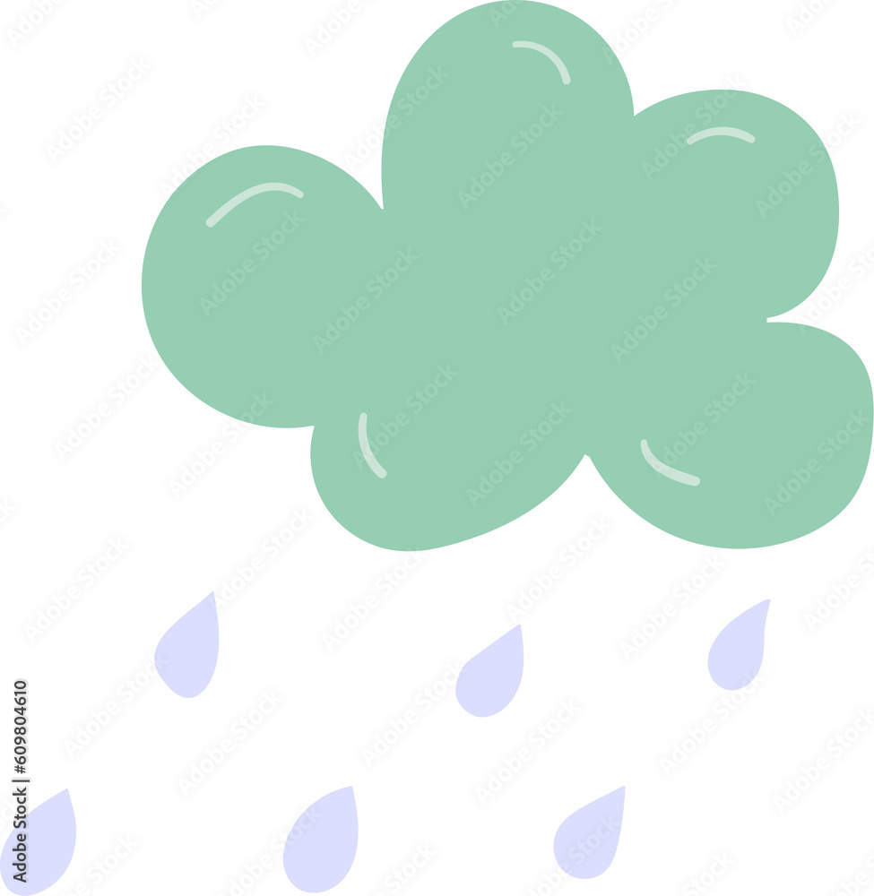 Rain cloud hand drawn flat style