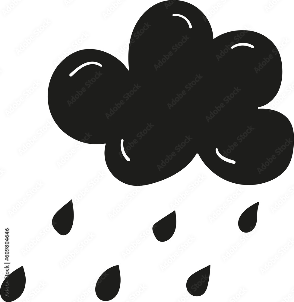Rain cloud hand drawn solid style
