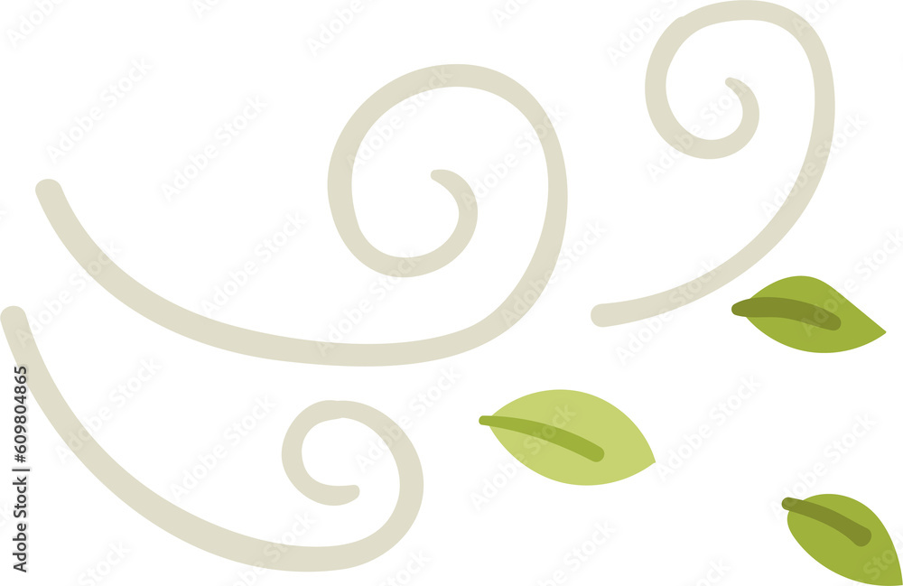 Obraz premium Wind with leaves hand drawn flat style