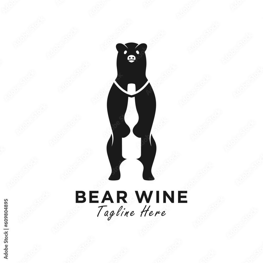 bear wine vector illustration logo design