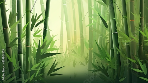 Nature s Green Tapestry  Growing Bamboo Shoots Creating a Picturesque Scene Using Generative Ai