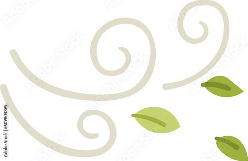 Wind with leaves hand drawn flat style