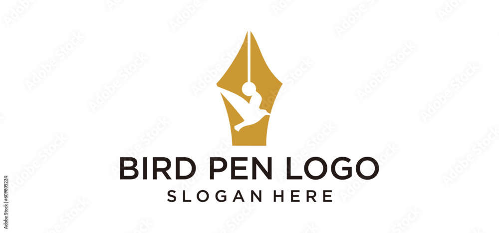 Obraz premium bird pen logo