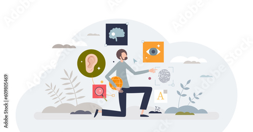 Web accessibility and website easy usage for disabled tiny person concept, transparent background. Responsive online browsing with assistance help illustration. Programming touch sensitive site.