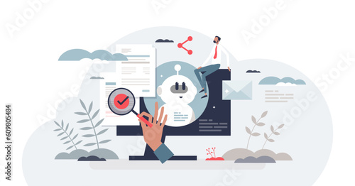 AI generated content with creative text generation tiny person concept, transparent background.Artificial intelligence creation with automatic machine work illustration.