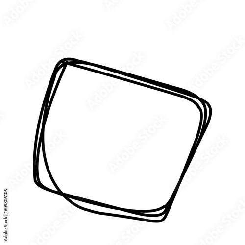 Vector hand drawn boxes, empty picture frame, black outline, rectangle or square shape. 