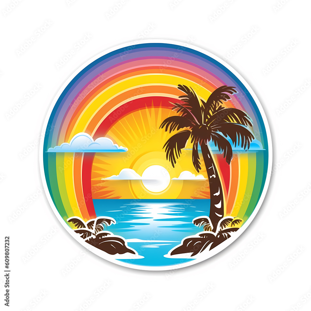 rainbow paradise sticker logo clip art icon Stock Illustration Adobe