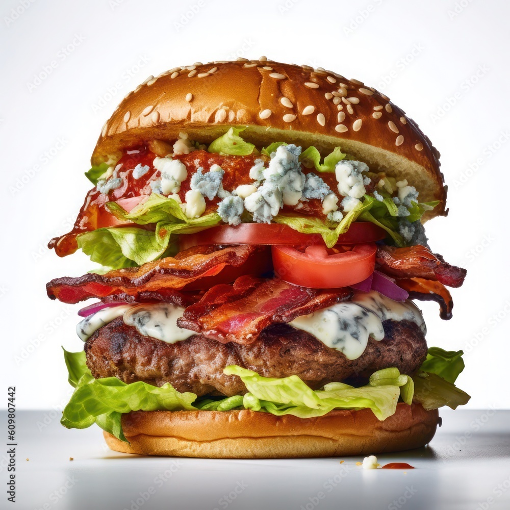 Blue Cheese Bacon Burger, Blue Cheese Bacon Burger with Crumbled Blue