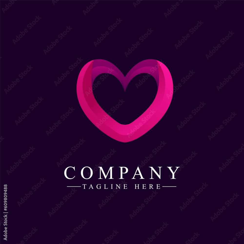 Abstract love or heart shape gradient logo. Vector illustration for health, medical, and care logo template