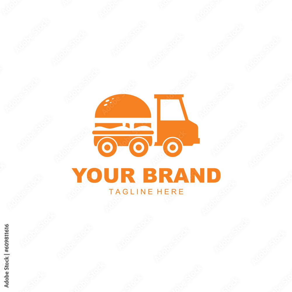 orange burger food truck illustration logo orange burger food truck illustration logo