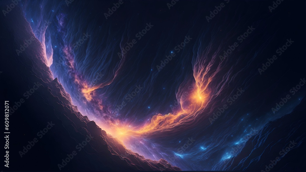 Nebula Galaxy Background. Cosmos Clouds And Beautiful Universe Night Stars. Generative AI