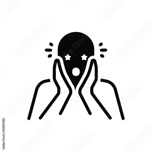 Black solid icon for surprised 