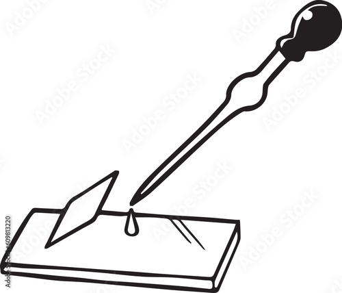 駒込ピペットとプレパラートとカバーガラス