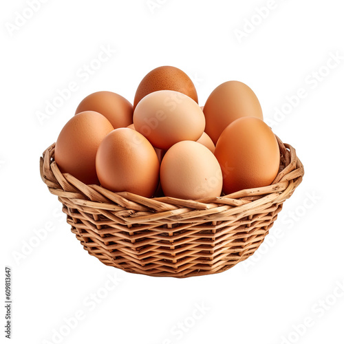 Wallpaper Mural Eggs in basket isolated on transparent background. Created with Generative AI Technology Torontodigital.ca