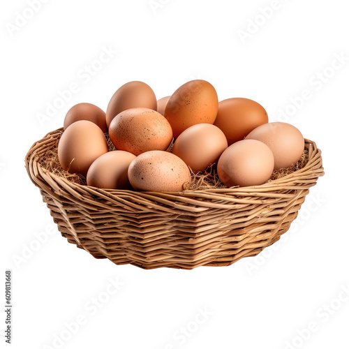 Wallpaper Mural Eggs in basket isolated on transparent background. Created with Generative AI Technology Torontodigital.ca