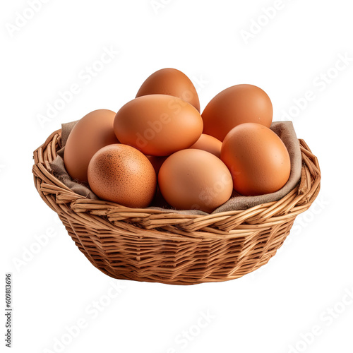 Wallpaper Mural Eggs in basket isolated on transparent background. Created with Generative AI Technology Torontodigital.ca