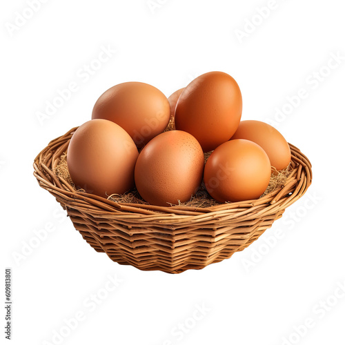 Wallpaper Mural Eggs in basket isolated on transparent background. Created with Generative AI Technology Torontodigital.ca