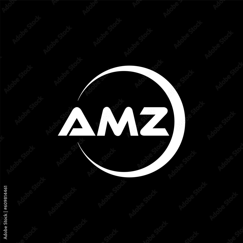 AMZ letter logo design with black background in illustrator, cube logo, vector logo, modern alphabet font overlap style. calligraphy designs for logo, Poster, Invitation, etc.