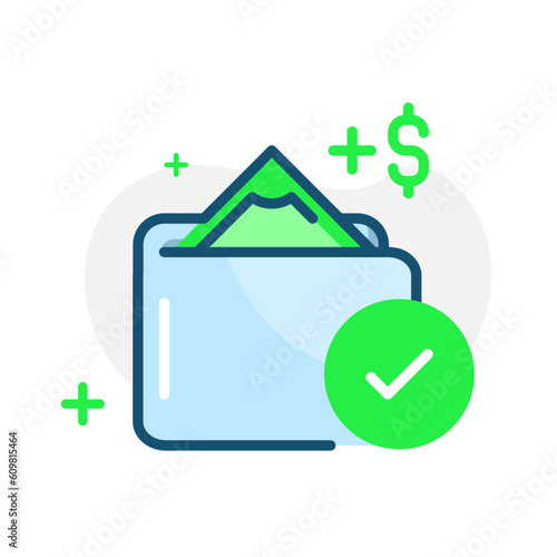 Top up e money success concept illustration flat design vector eps10. simple and modern graphic element for landing page ui, infographic, icon, pop up message information