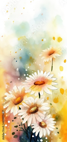 Beautiful delicate summer flowers vertival wallpaper. Generative Ai