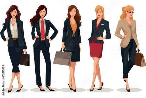 Business women illustration, flat style design. Generative Ai
