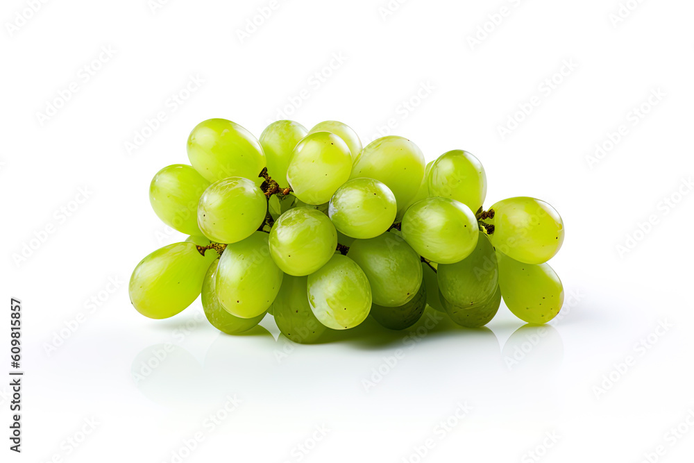 Fresh green grape bunch isolated on white background. Created with Generative AI Technology Fresh green grape bunch isolated on white background. Created with Generative AI Technology