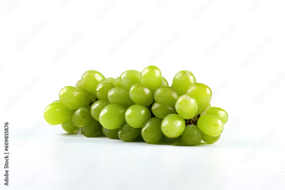 Fresh green grape bunch isolated on white background. Created with Generative AI Technology Fresh green grape bunch isolated on white background. Created with Generative AI Technology