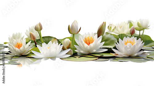 majestic water lilies in a serene pond isolated on a transparent background for design layouts