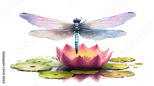 radiant dragonfly with shimmering wings isolated on a transparent background for design layouts