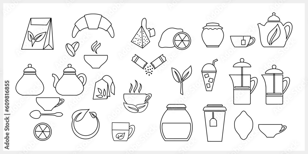 Fototapeta premium Doodle tea icon isolated Hand drawn food drink clipart Vector stock illustration EPS 10