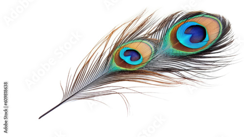 majestic peacock feather isolated on a transparent background for design layouts photo