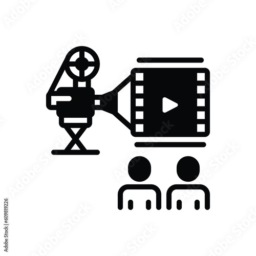 Black solid icon for movies 