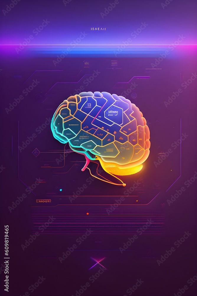 A brain of a aı with incorporate symbols. Generated AI A brain of a aı with incorporate symbols. Generated AI