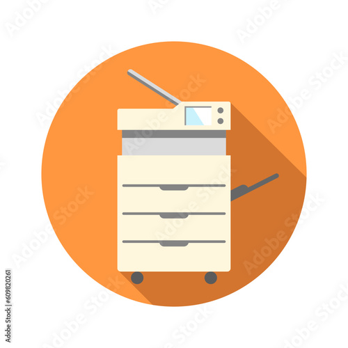 Multi-function printer machine flat icon. Solid and colorful design.