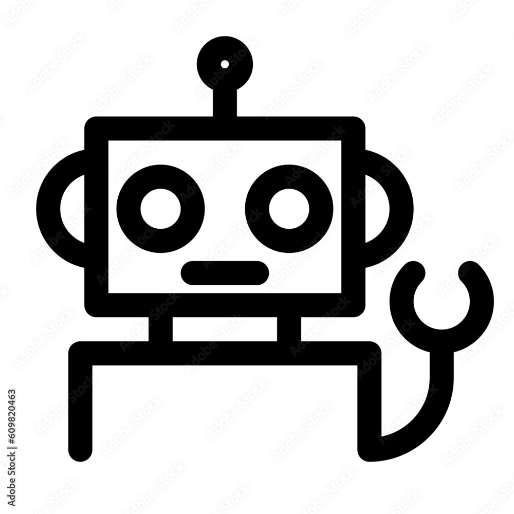 科学、ロボットを表すラインスタイルのアイコン