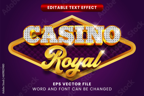 Casino royal sparkling gold editable vector text effect