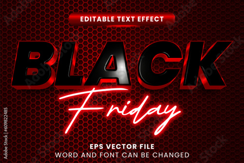 Black friday red neon editable text effect