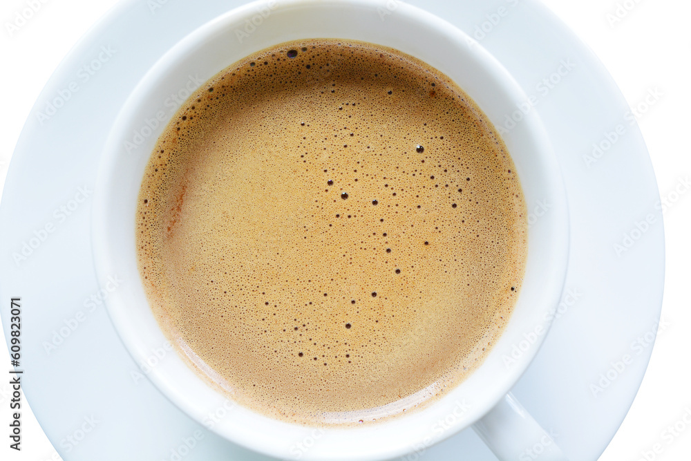 Coffee bubbles in white coffee mug close-up, top view, isolated PNG transparent Coffee bubbles in white coffee mug close-up, top view, isolated PNG transparent