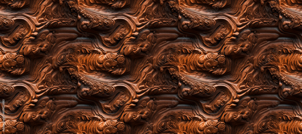 Wood carving pattern.  Seamless repeat pattern for wallpapers, banners, web, fabric and paper packaging