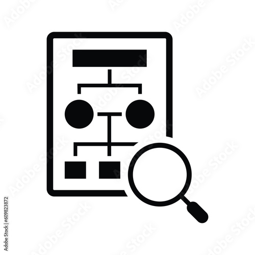 Flowchart, search, screen icon.