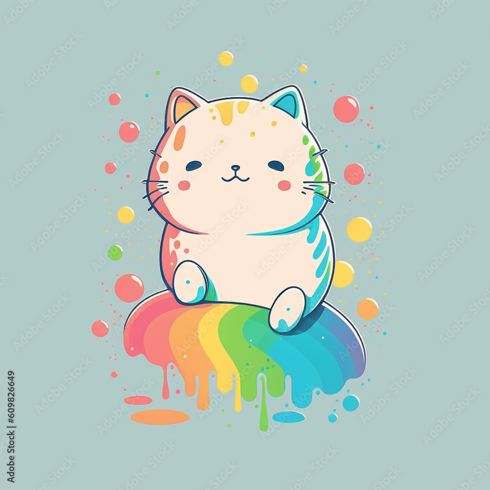 Cute kawaii rainbow cat illustration Cute kawaii rainbow cat illustration