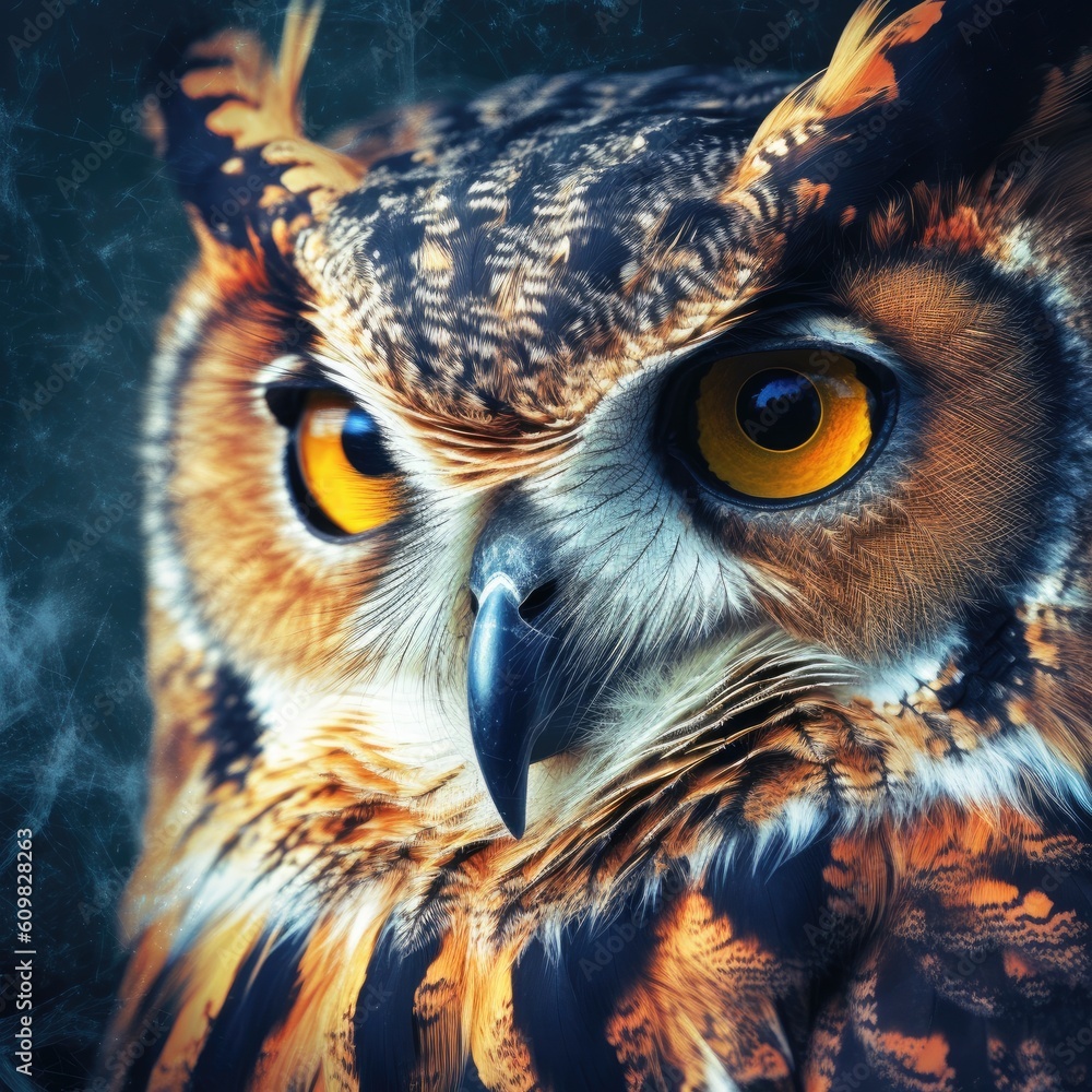 Cute wild owl on black background. Generative AI Cute wild owl on black background. Generative AI