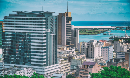 Fotografía Aerial view of Port Louis, Mauritius Island, Africa.