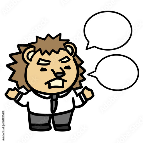 説明をする擬人化した会社員　話す　全身