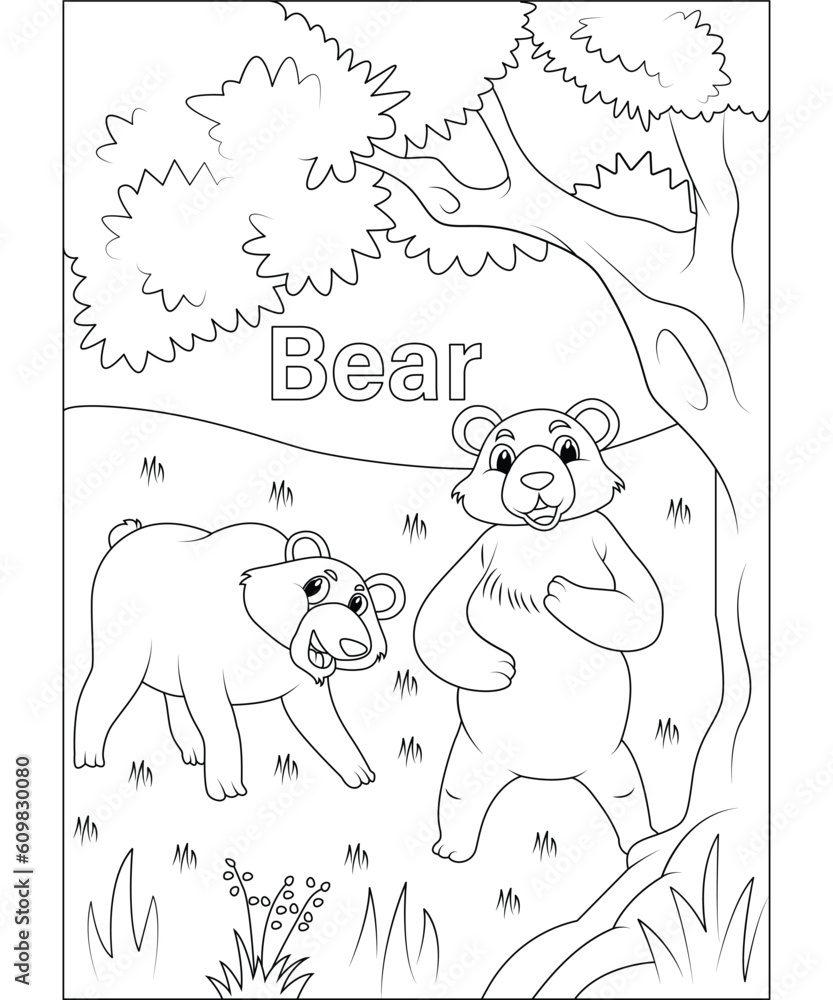 funny animal coloring page for kids Stock Vector | Adobe Stock