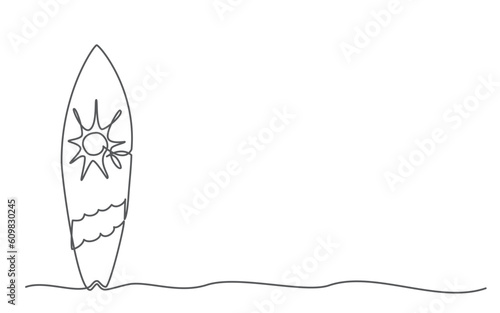 Canvas Print Surfing background One line drawing on white background